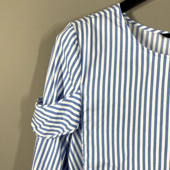 Armani Exchange Shirt Womens Medium blue white designer pop pull over blouse - Picture 6 of 9